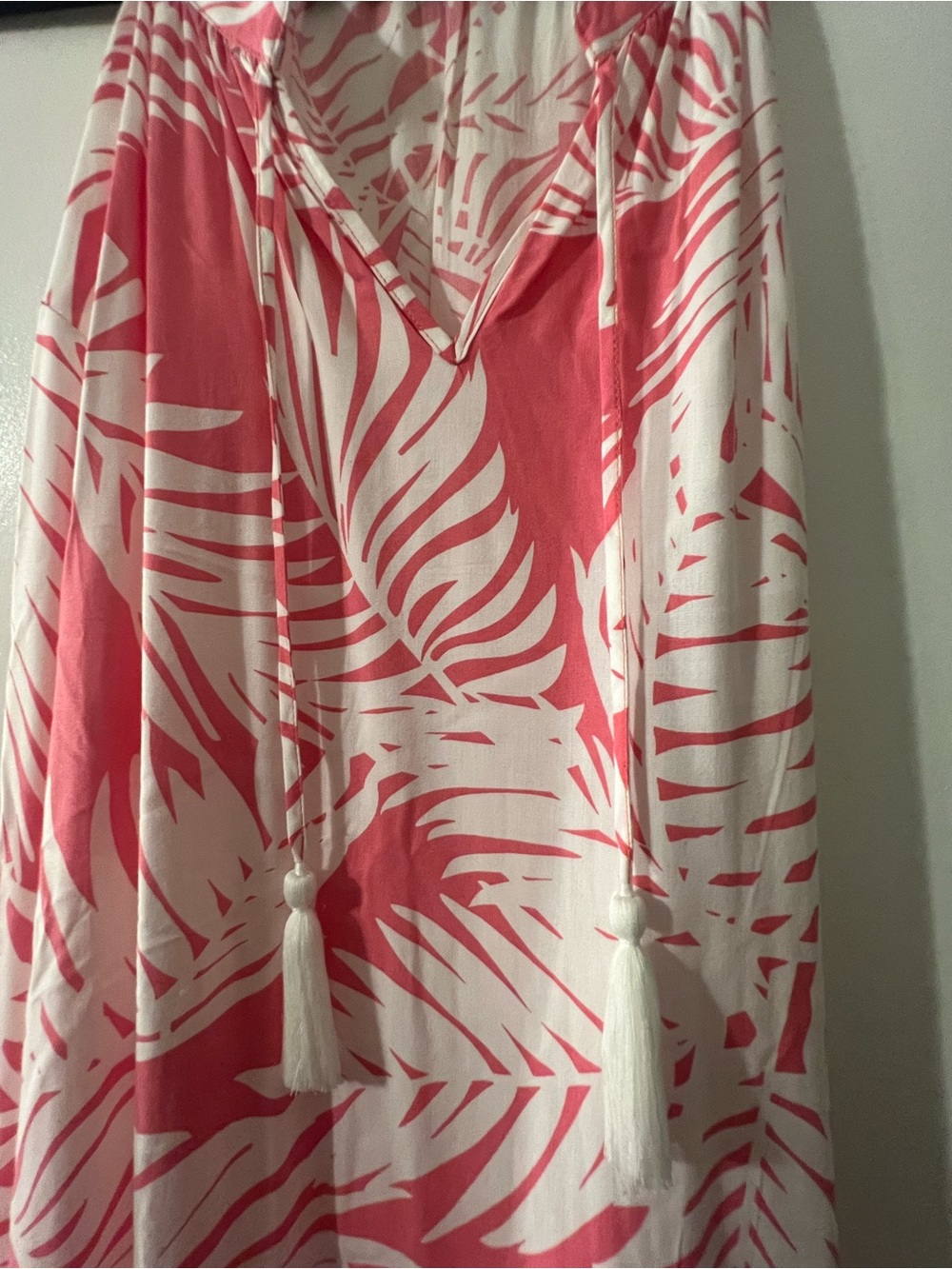 La Mer Luxe Cotton Summer Dress Large Pink Tropical Resort Midi Dress - Picture 6 of 9